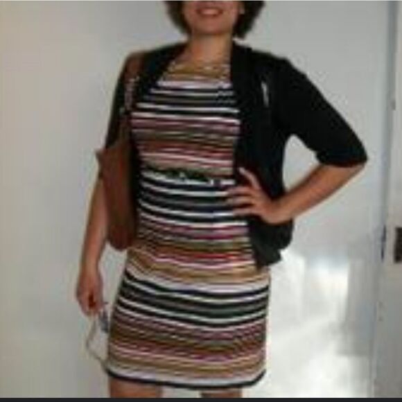 BRAND NEW I LE NEW YORK MULTI-COLOR STRIPE CASUAL DRESS - Picture 1 of 16